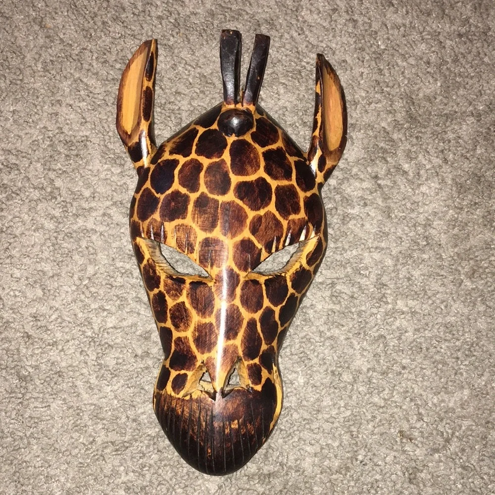 Wooden Carved Animal Wall Hangings Zebra and Giraffe Print